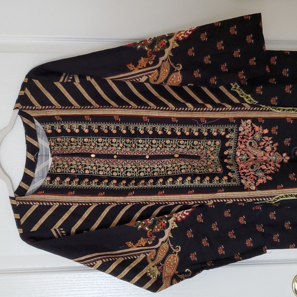 Sapphire Brand Floral Embroidered & Printed Kameez/Dress, Size Large, New